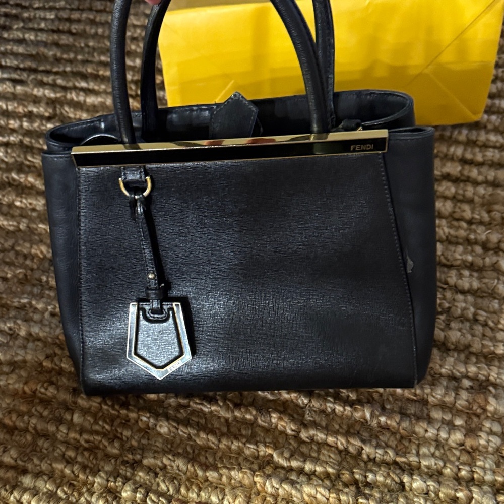 Fendi Black Satchel with Gold Accents